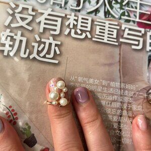 One-of-a-kind Adjustable Pearl Nail Ring